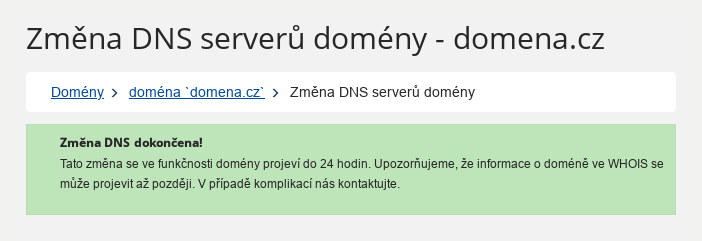 Forpsi - nastavení DNS u domén - dokončení